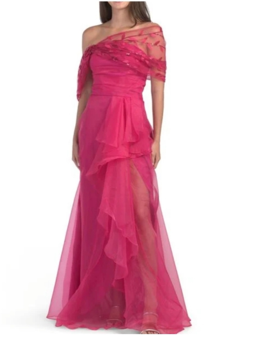 NWT Rene Ruiz Collection Organza & Tulle Off-the-shoulder Pink Gown Size 12